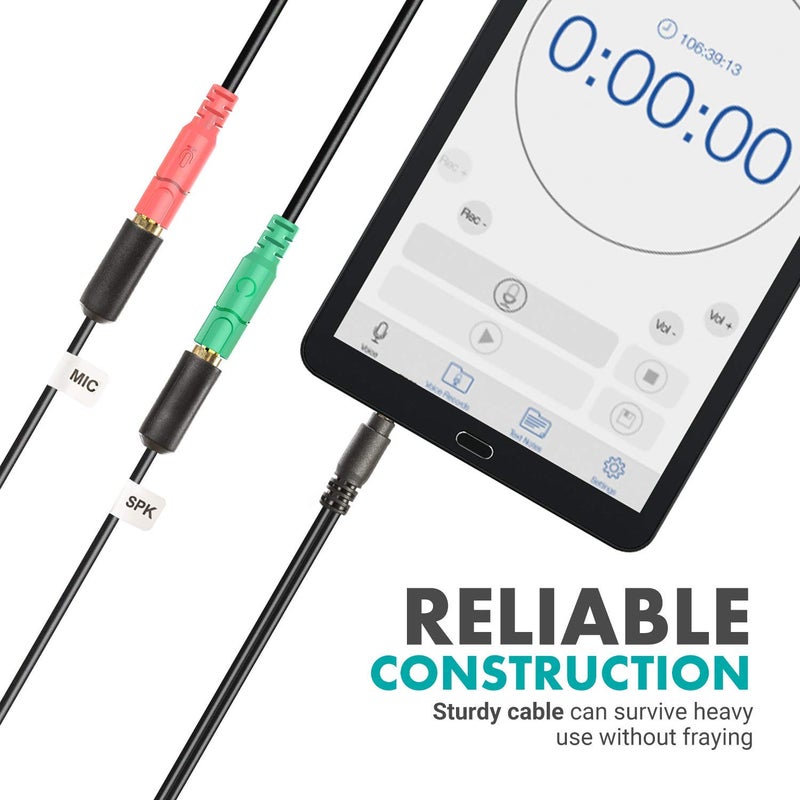 Movo TCB1 3.5mm TRS (Female) Microphone to TRRS (Male) Smartphone Adapter with Headphone Jack for iPhone and Android - Image 2